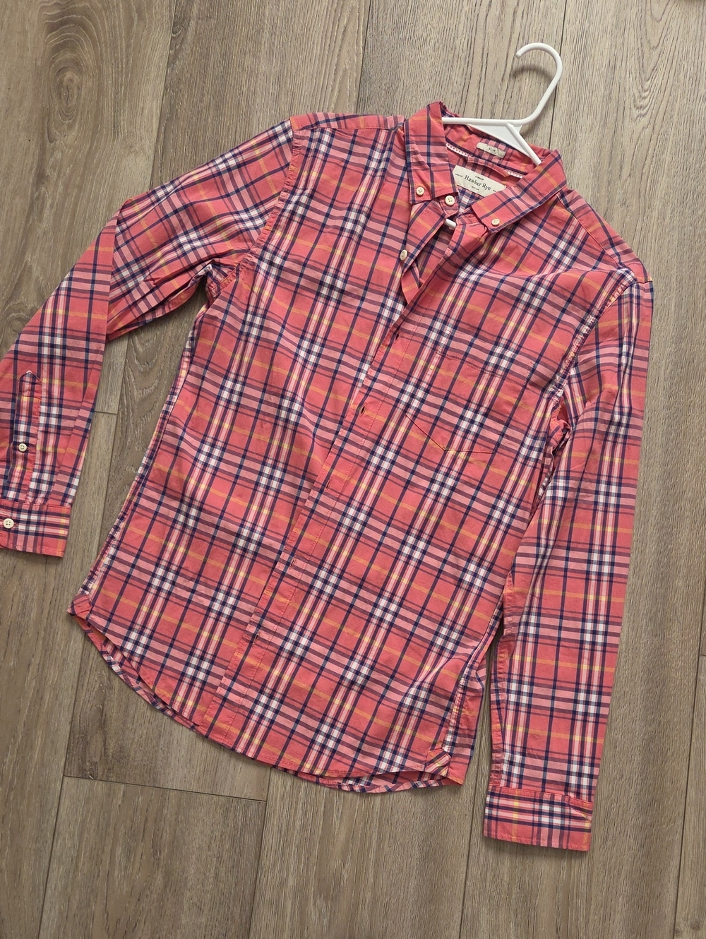 Pink Plaid Long-Sleeve Button-Down Shirt